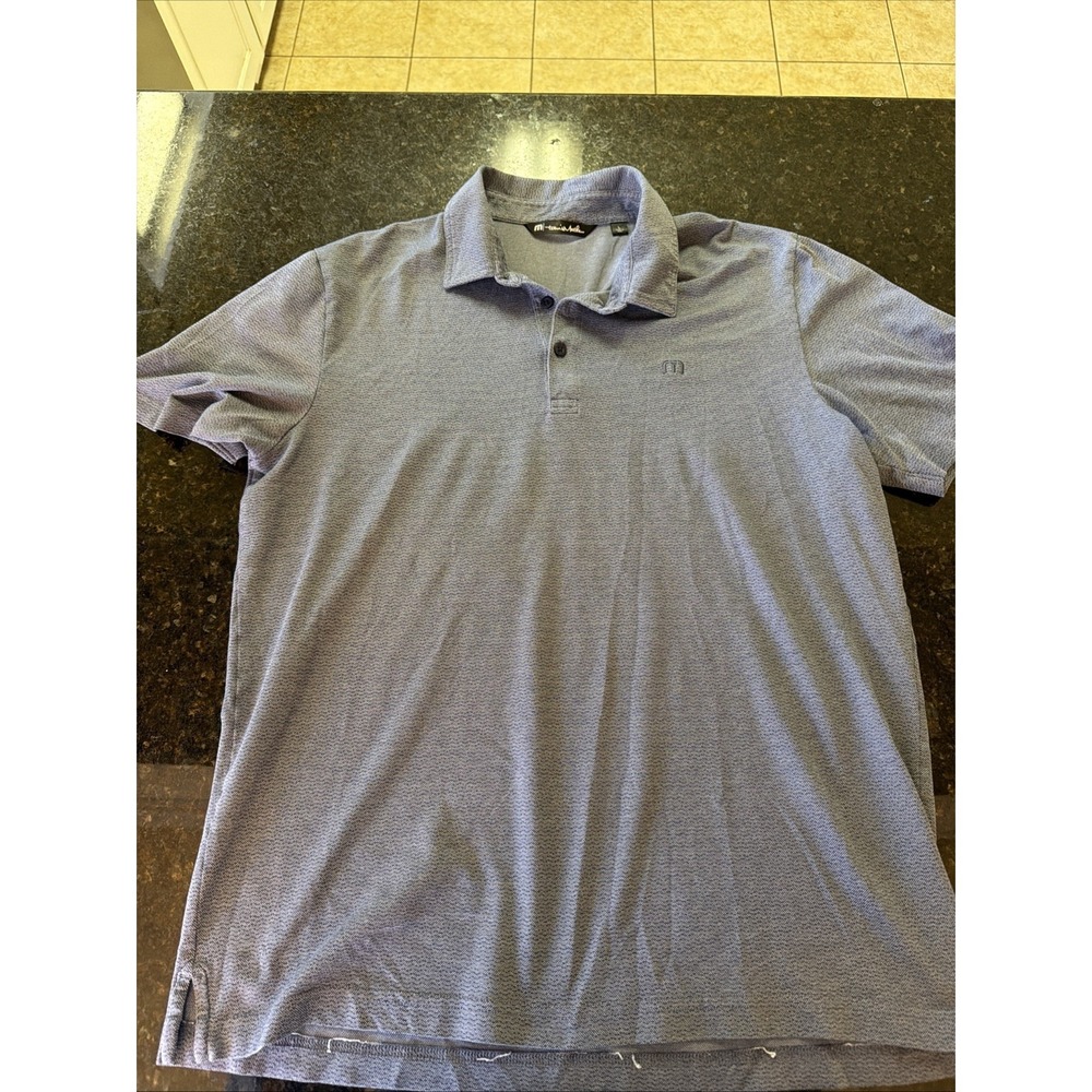 Travis Mathew Golf Polo Sz L Performance Men's Blue Shirt Athletic Lightweight